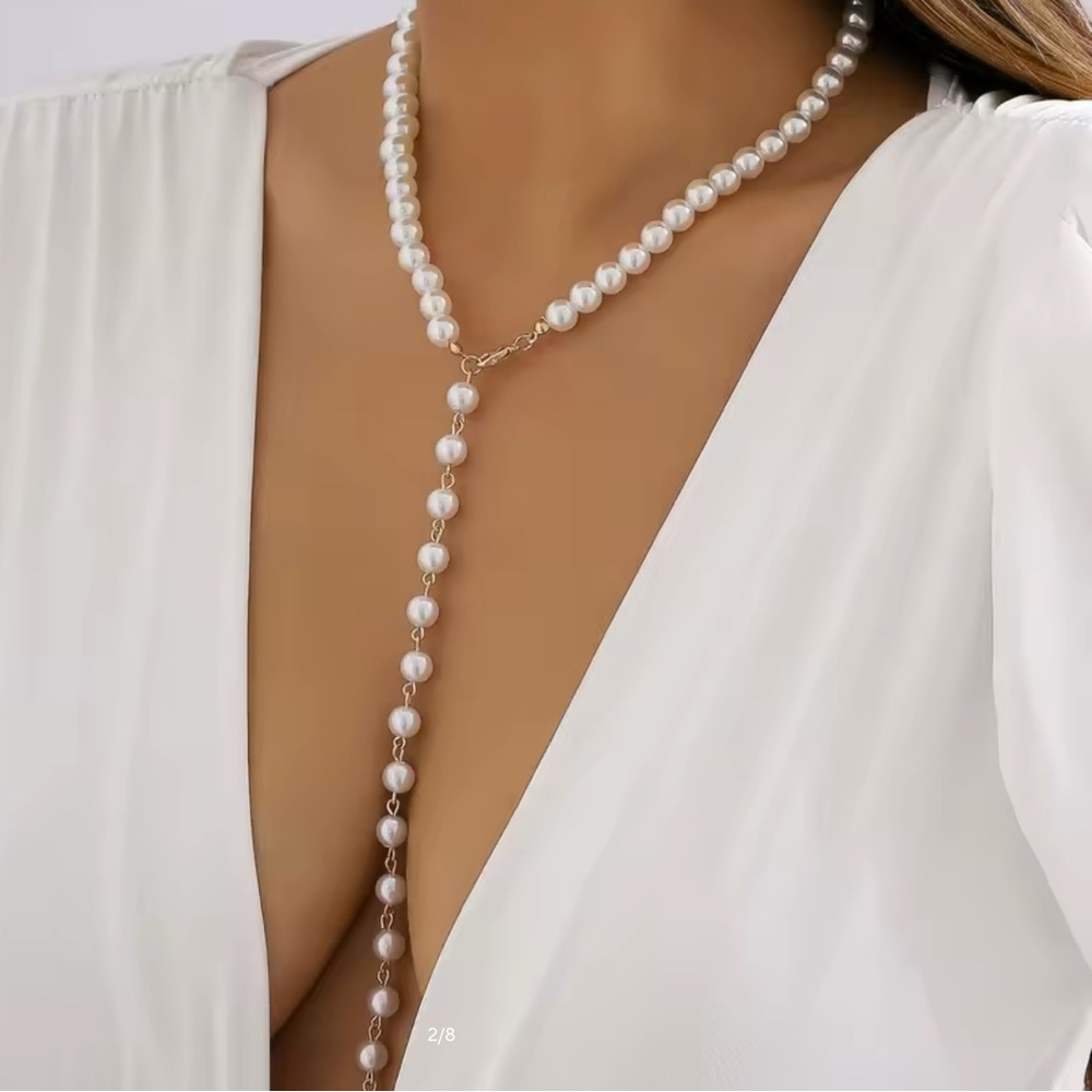 Jewelry Retro Beaded Chain Beaded Collar Pearls Fringe Long Niche Necklace